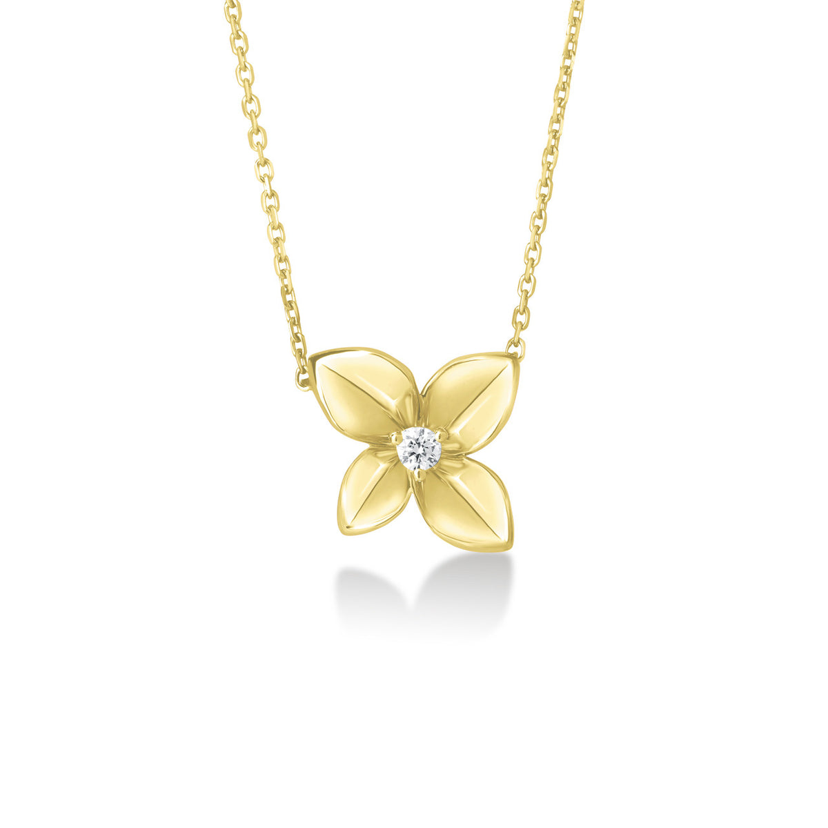 Gold Hydrangea Necklace, 14k yellow gold - URBAETIS Fine Jewelry