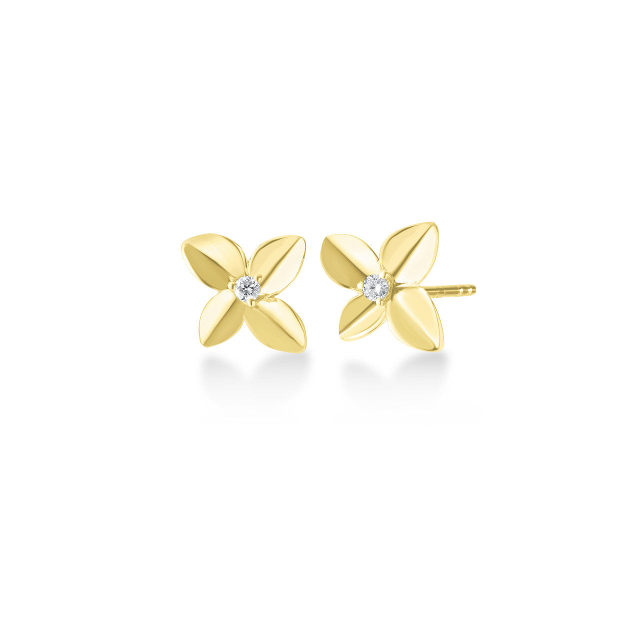 Gold Hydrangea Earrings, 14k yellow gold - URBAETIS Fine Jewelry