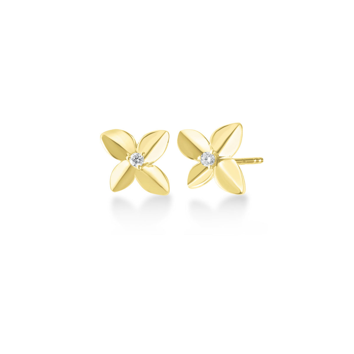 Gold Hydrangea Earrings, 14k yellow gold - URBAETIS Fine Jewelry