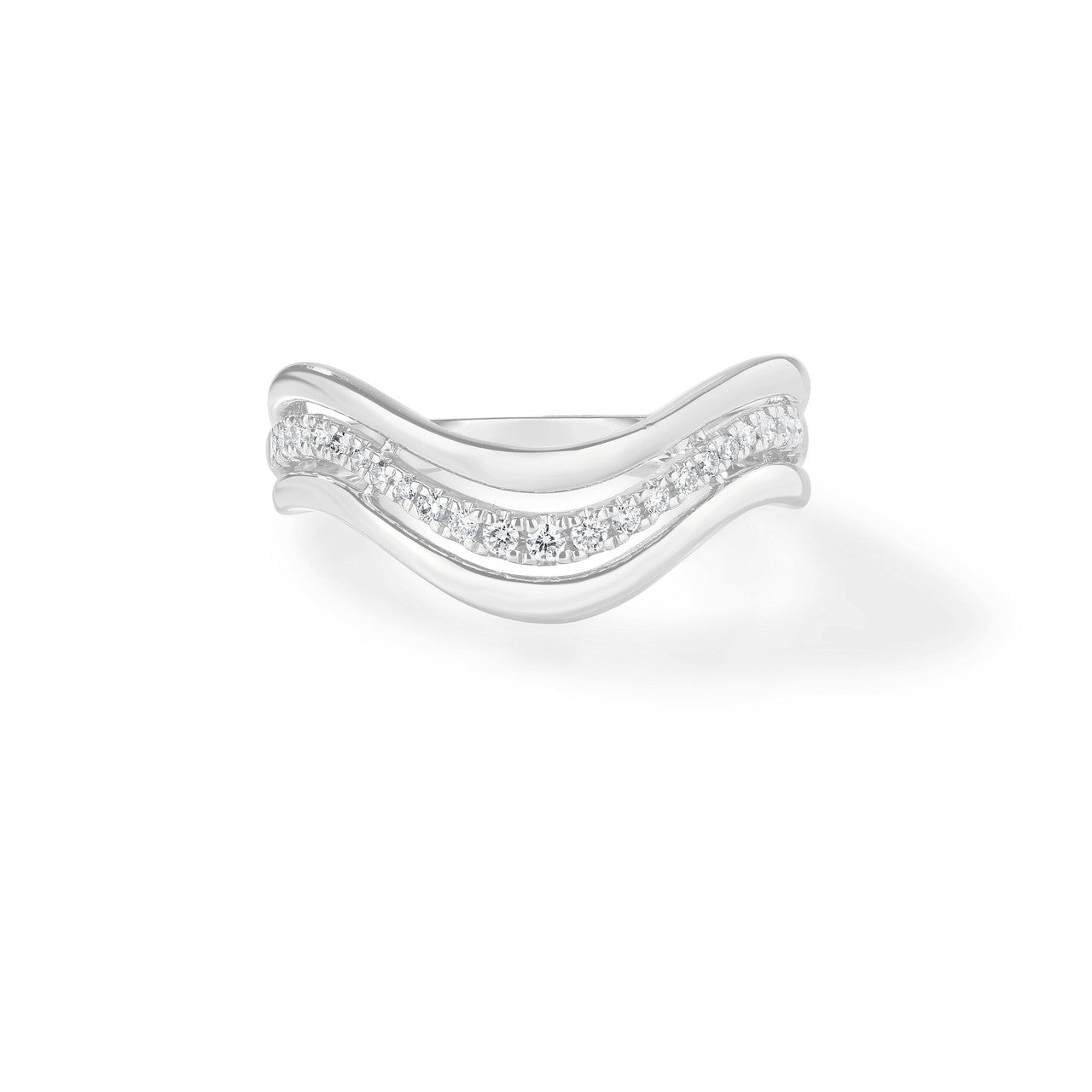 Triple Dip Gold and Diamond Ring, 14k white gold - URBAETIS Fine Jewelry