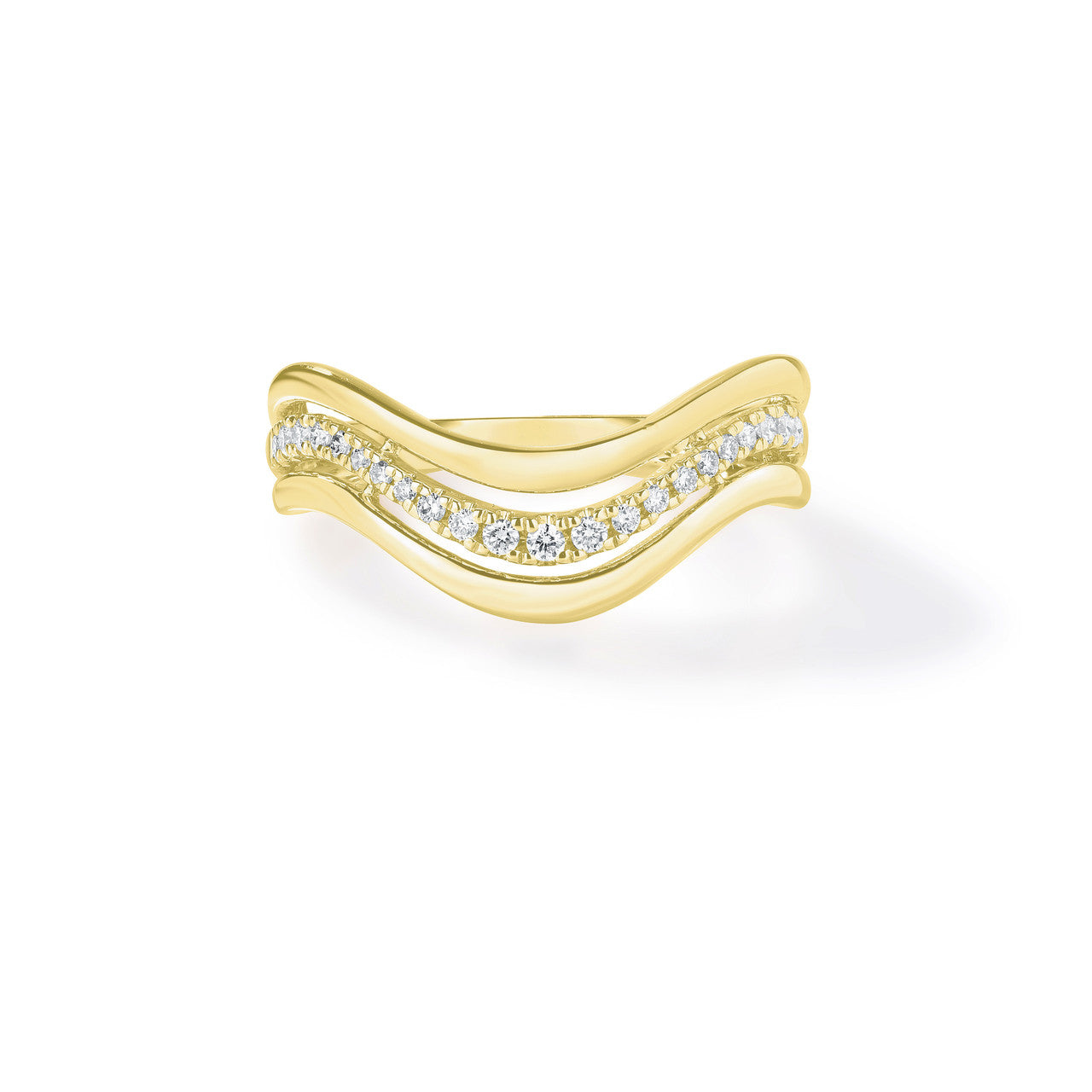 Triple Dip Gold and Diamond Ring, 14k yellow gold - URBAETIS Fine Jewelry