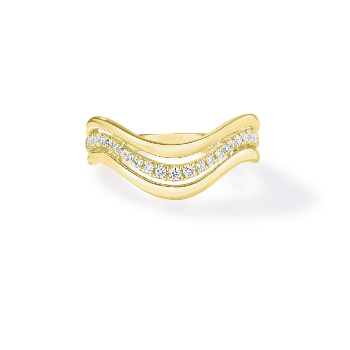 Triple Dip Gold and Diamond Ring, 14k yellow gold - URBAETIS Fine Jewelry