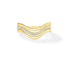 Triple Dip Gold and Diamond Ring, 14k yellow gold - URBAETIS Fine Jewelry