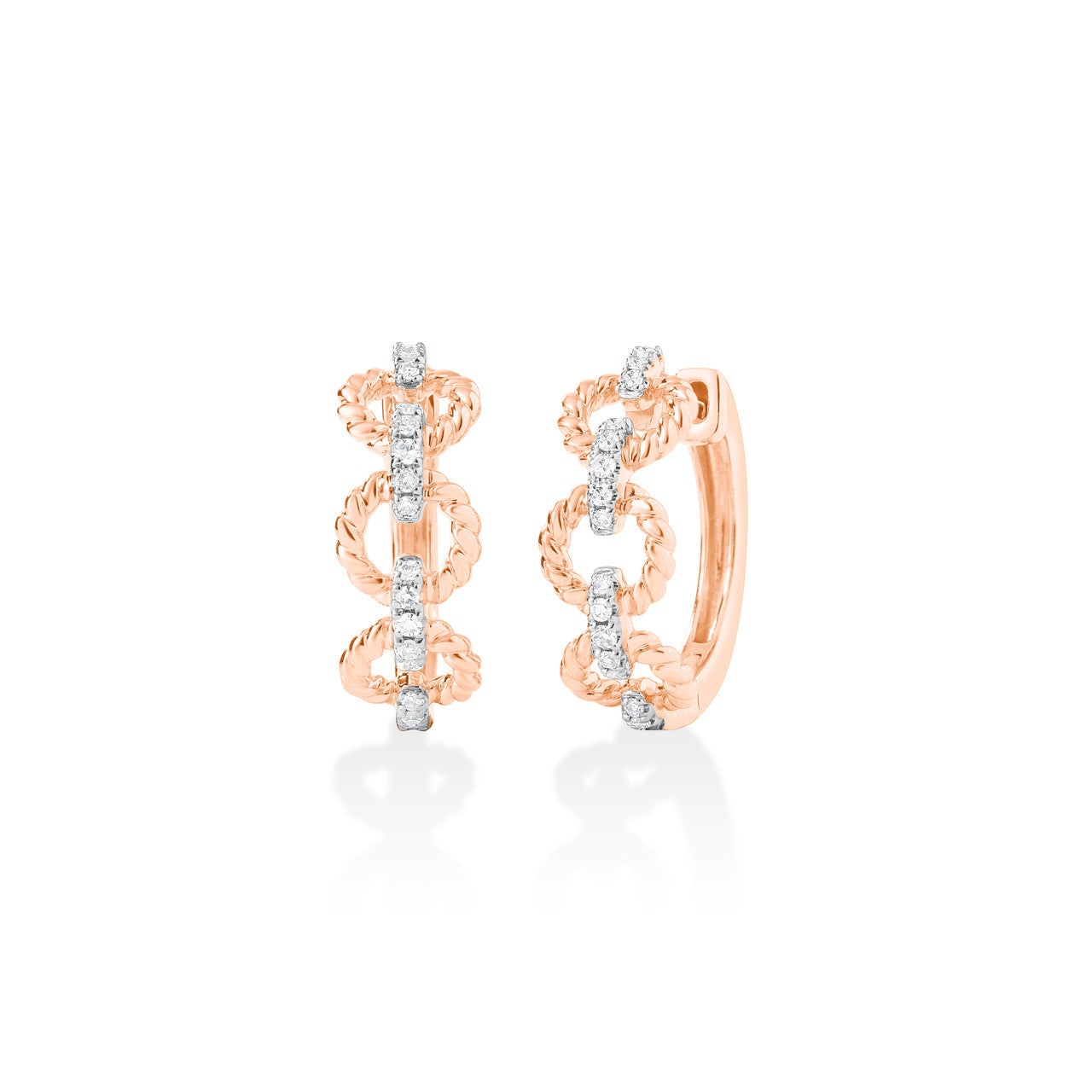 Twisted Open Circle Huggies, 14k rose gold - URBAETIS Fine Jewelry