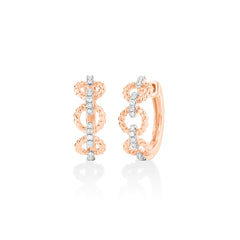 Twisted Open Circle Huggies, 14k rose gold - URBAETIS Fine Jewelry