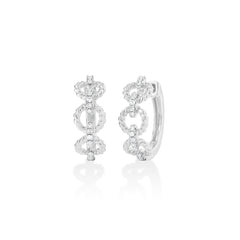 Twisted Open Circle Huggies, 14k white gold - URBAETIS Fine Jewelry