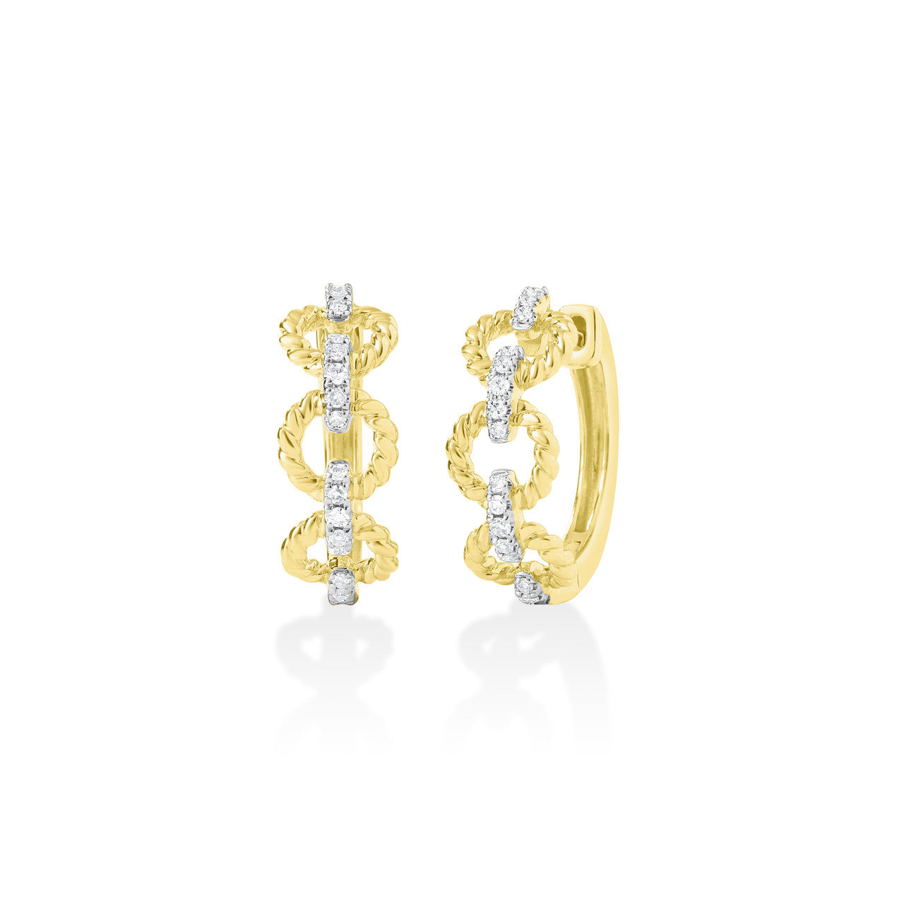 Twisted Open Circle Huggies, 14k yellow gold - URBAETIS Fine Jewelry