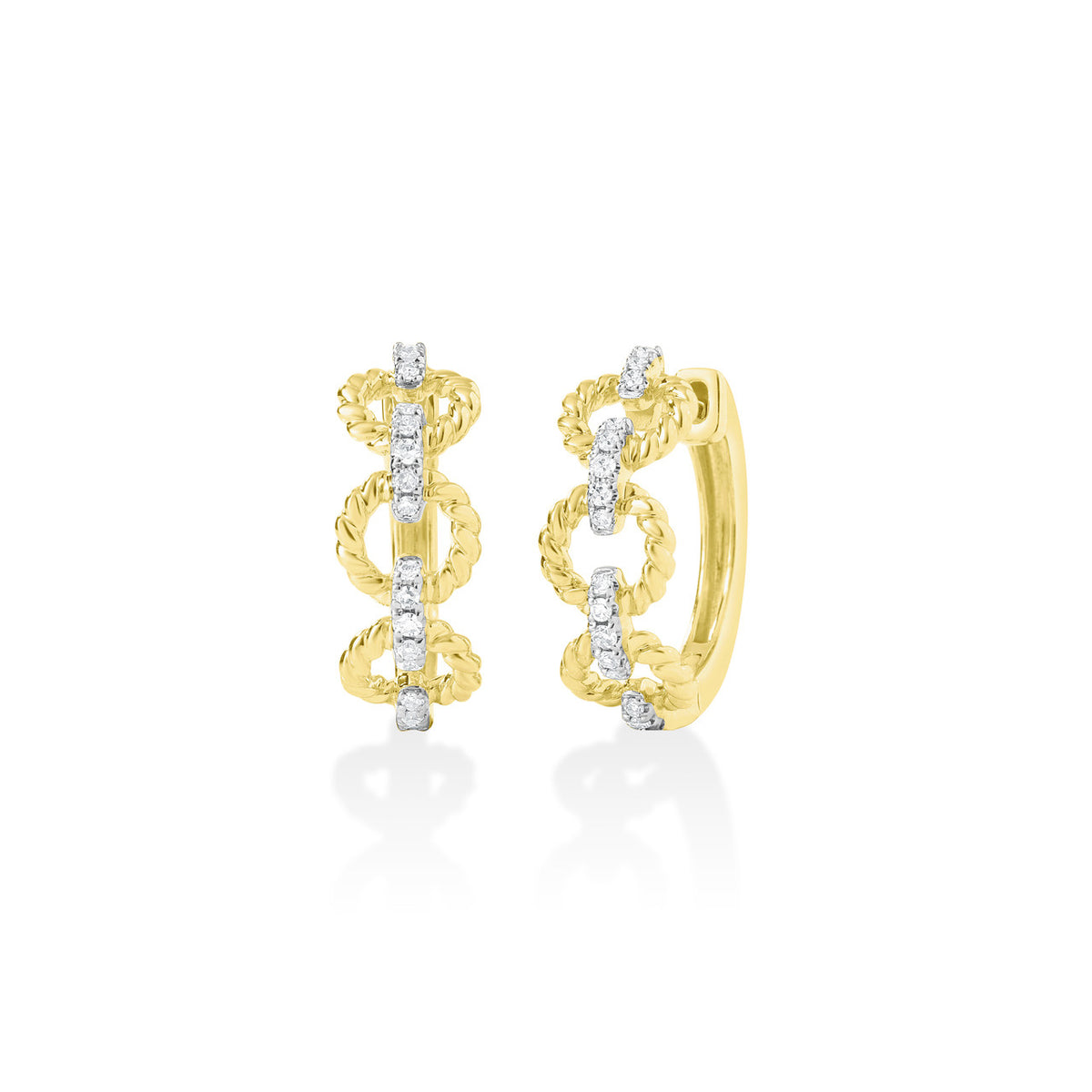 Twisted Open Circle Huggies, 14k yellow gold - URBAETIS Fine Jewelry