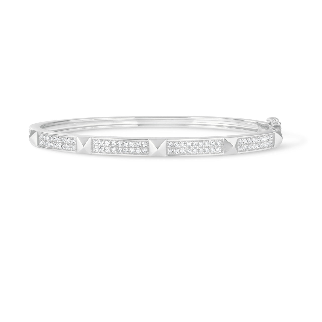 Pavé Bangle with Gold Studs, 14k white gold - URBAETIS Fine Jewelry