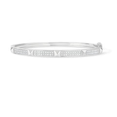 Pavé Bangle with Gold Studs, 14k white gold - URBAETIS Fine Jewelry
