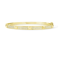 Pavé Bangle with Gold Studs, 14k yellow gold - URBAETIS Fine Jewelry