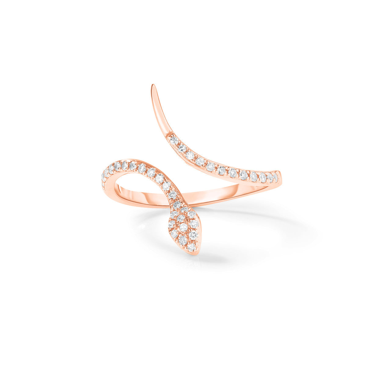 Delicate Diamond Snake Ring, 14k rose gold - URBAETIS Fine Jewelry