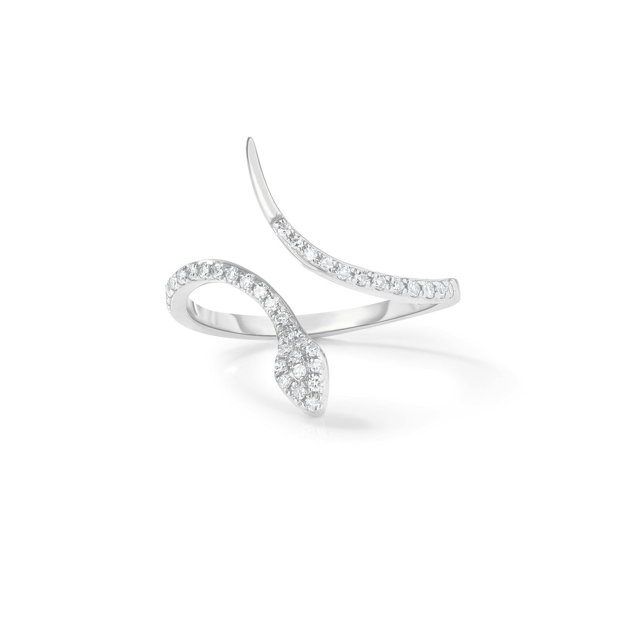 Delicate Diamond Snake Ring, 14k white gold - URBAETIS Fine Jewelry