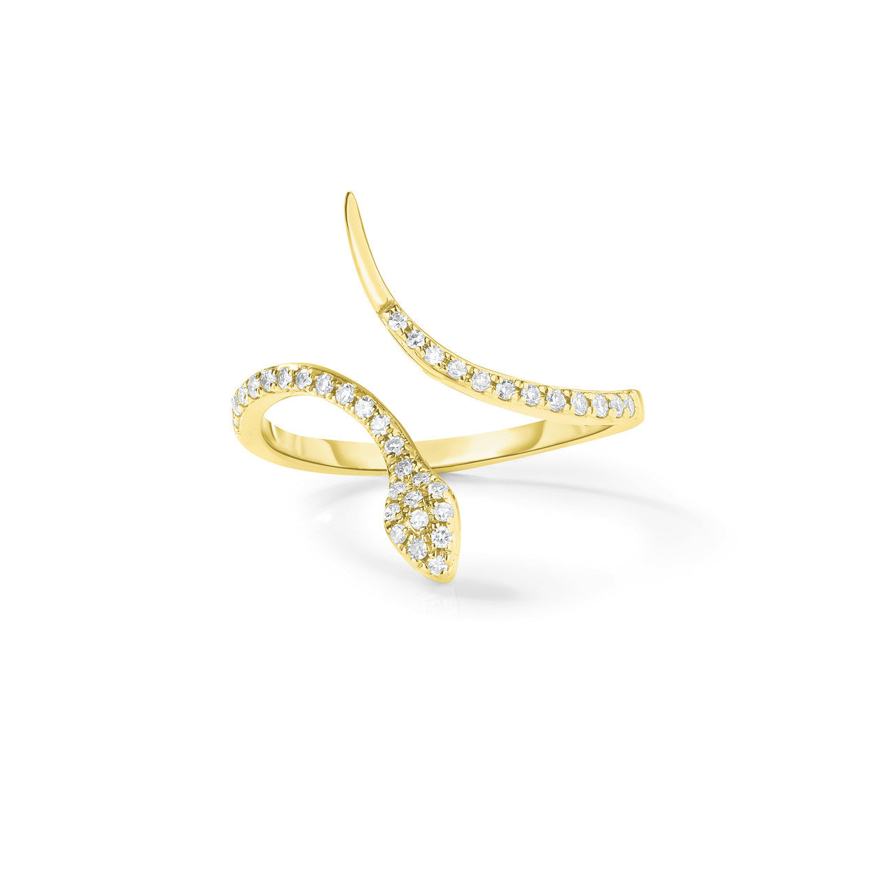 Delicate Diamond Snake Ring, 14k yellow gold - URBAETIS Fine Jewelry