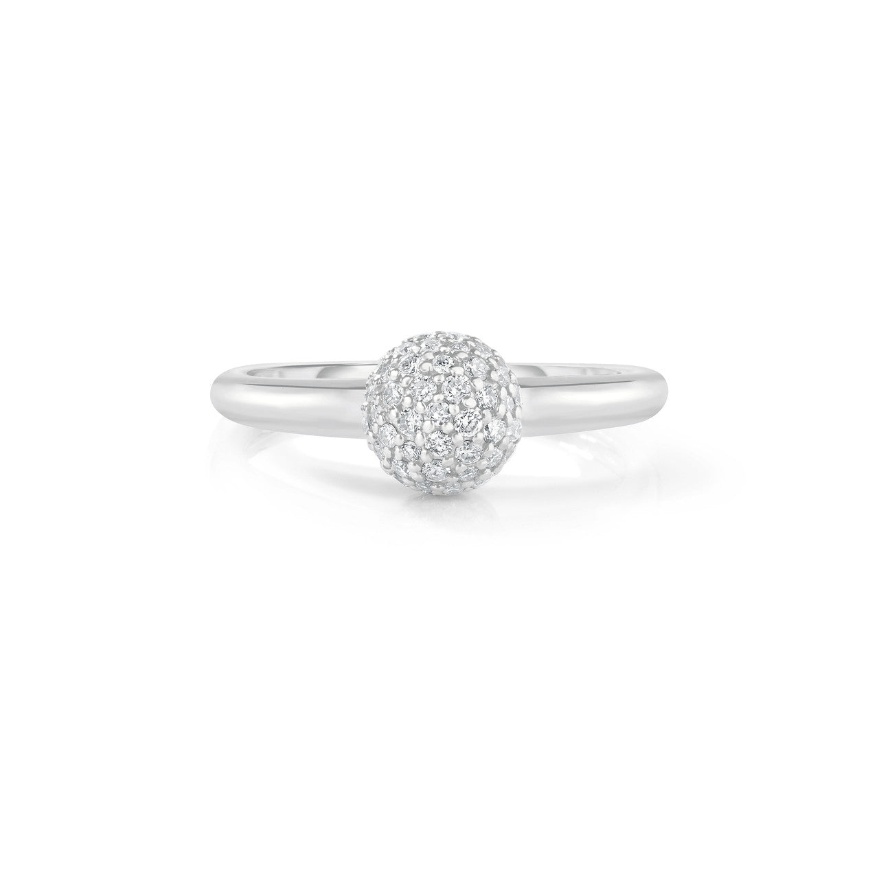 Pave Diamond Ball Ring, 14k white gold - URBAETIS Fine Jewelry