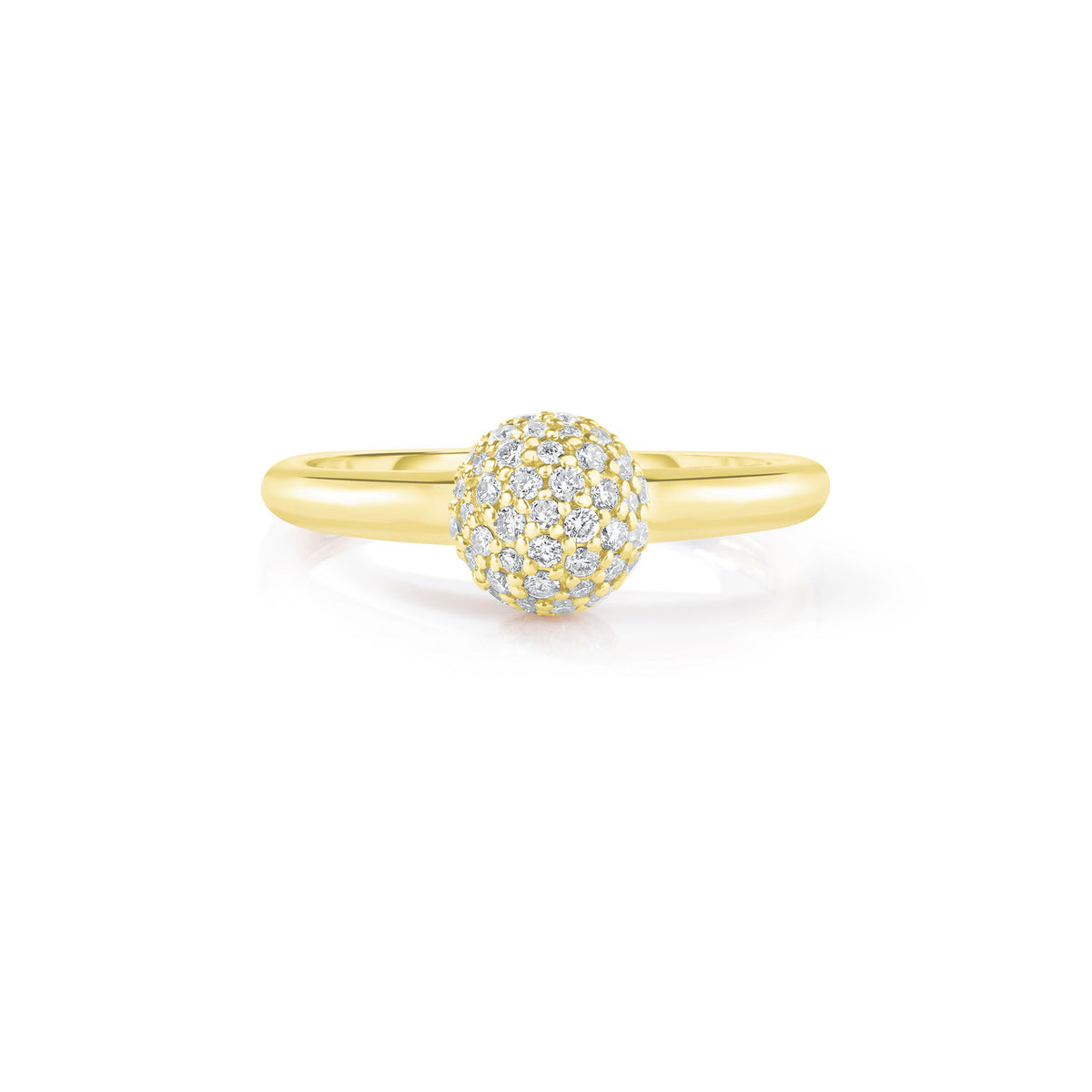 Pave Diamond Ball Ring, 14k yellow gold - URBAETIS Fine Jewelry