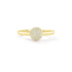 Pave Diamond Ball Ring, 14k yellow gold - URBAETIS Fine Jewelry