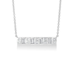 Baguette and Princess Cut Diamond Necklace, 14k white gold - URBAETIS Fine Jewelers