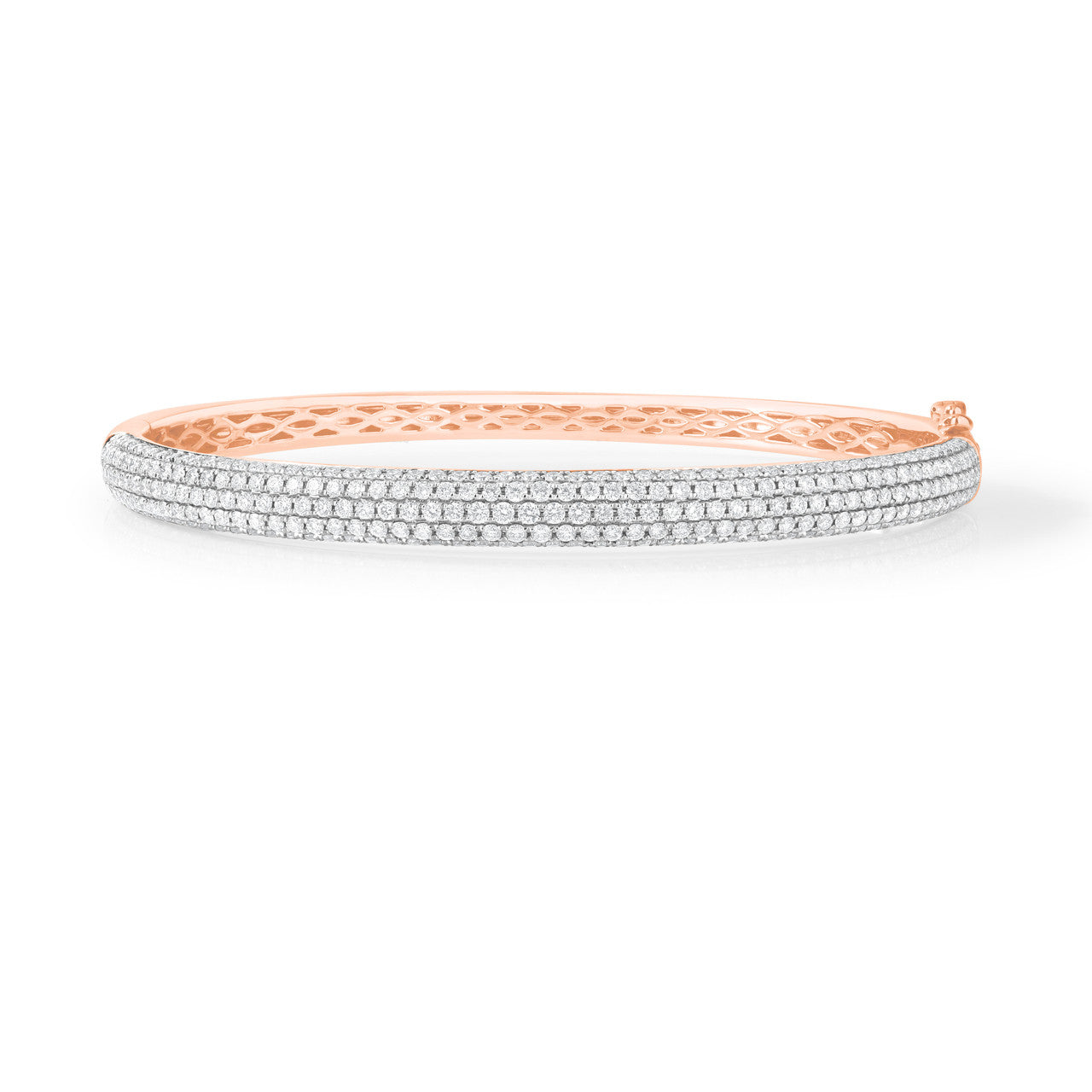 Puffed Pavé Diamond Bangle, 14k rose gold - URBAETIS Fine Jewelry
