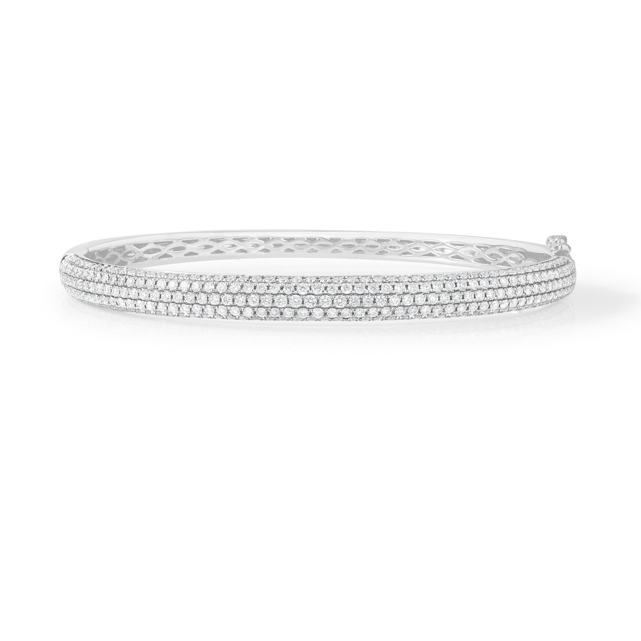 Puffed Pavé Diamond Bangle, 14k white gold - URBAETIS Fine Jewelry