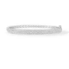 Puffed Pavé Diamond Bangle, 14k white gold - URBAETIS Fine Jewelry