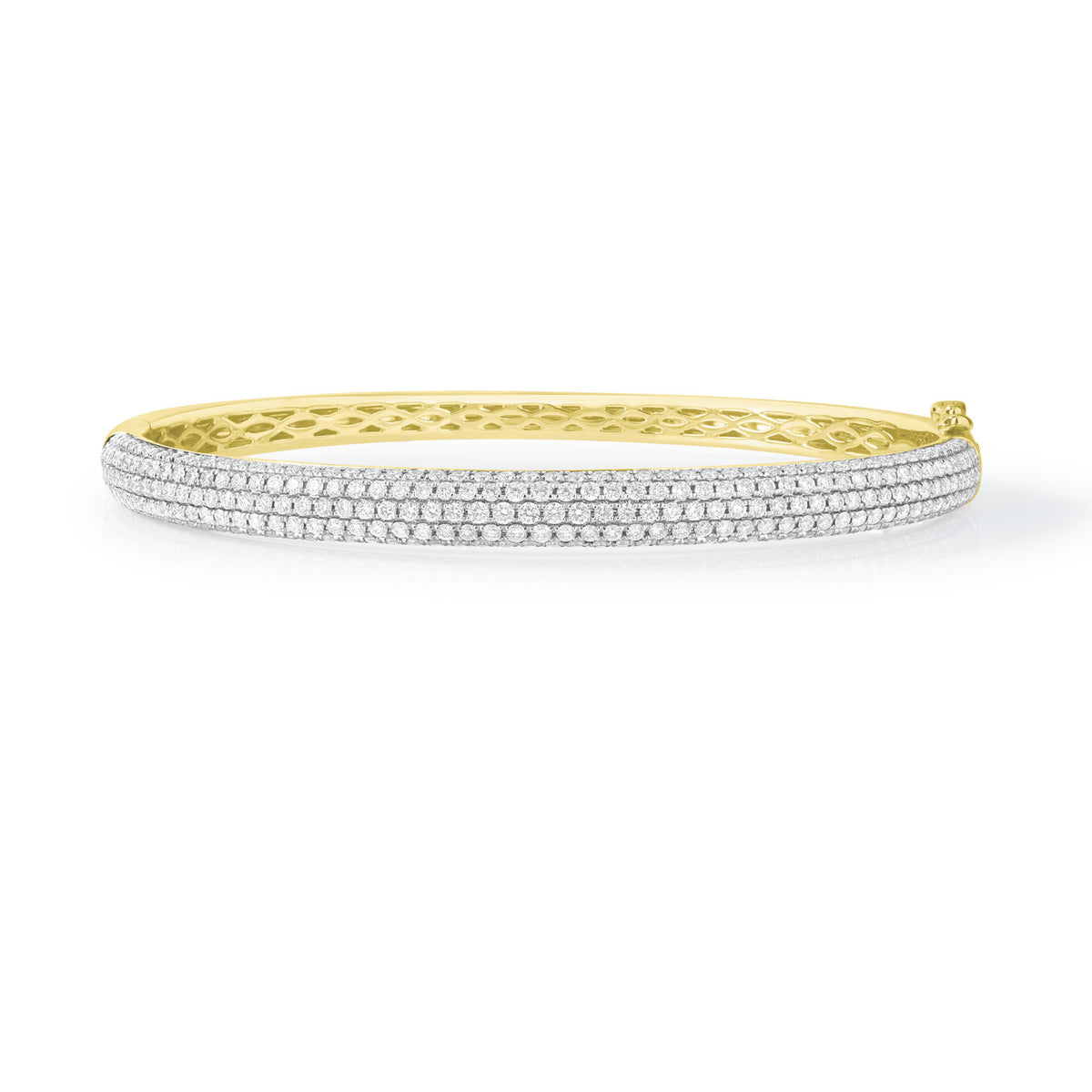 Puffed Pavé Diamond Bangle, 14k yellow gold - URBAETIS Fine Jewelry