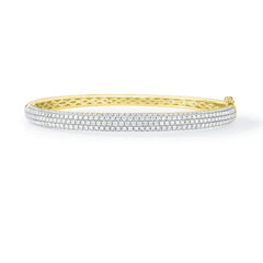 Puffed Pavé Diamond Bangle, 14k yellow gold - URBAETIS Fine Jewelry