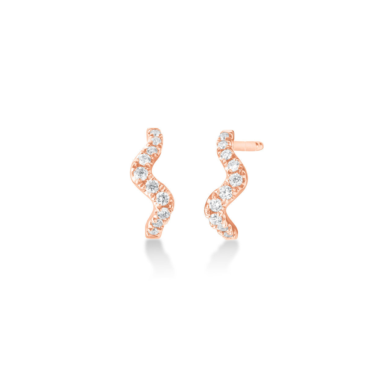 9mm Diamond Wave J Hoops , 14k rose gold - URBAETIS Fine Jewelry