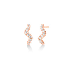 9mm Diamond Wave J Hoops , 14k rose gold - URBAETIS Fine Jewelry