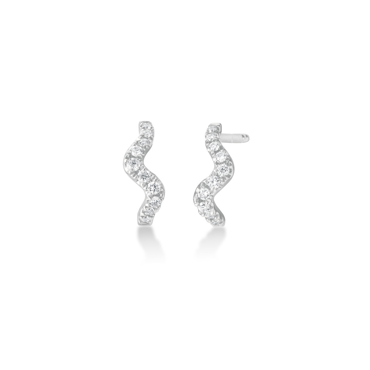9mm Diamond Wave J Hoops , 14k white gold - URBAETIS Fine Jewelry