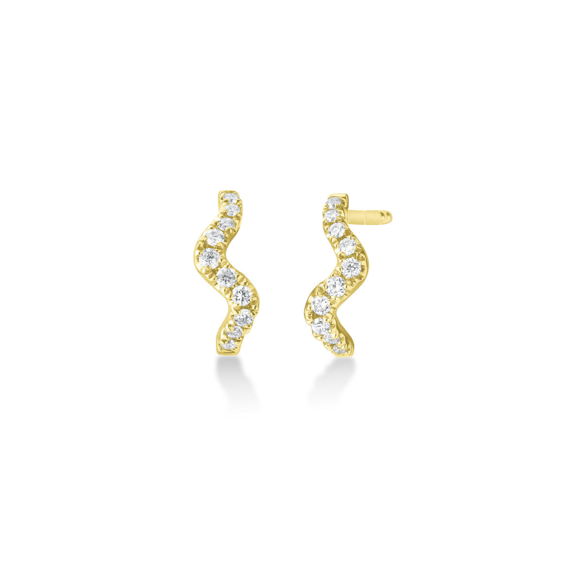 9mm Diamond Wave J Hoops , 14k yellow gold - URBAETIS Fine Jewelry