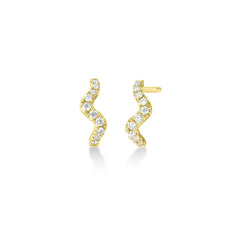 9mm Diamond Wave J Hoops , 14k yellow gold - URBAETIS Fine Jewelry