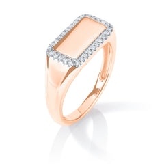 Rectangle Diamond Border Signet Ring