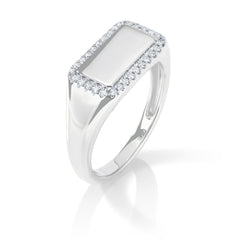 Rectangle Diamond Border Signet Ring