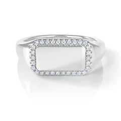 Rectangle Diamond Border Signet Ring