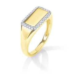 Rectangle Diamond Border Signet Ring