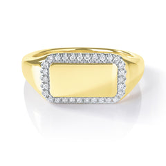 Rectangle Diamond Border Signet Ring
