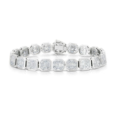 Asscher Diamond Illusion Tennis Bracelet, 14k white gold- URBAETIS Fine Jewelry