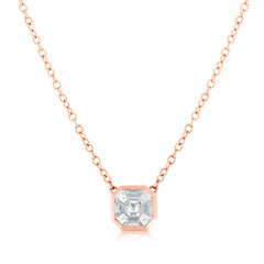 Asscher Diamond Illusion Necklace, 14k rose gold  - URBAETIS Fine Jewelry