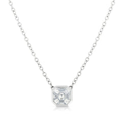 Asscher Diamond Illusion Necklace, 14k white gold  - URBAETIS Fine Jewelry