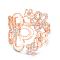 Diamond Flower Bouquet Ring, 14k Rose Gold- URBAETIS Fine Jewelry