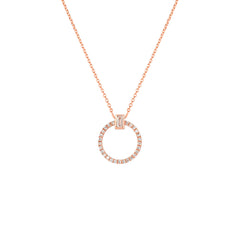 Baguette Diamond Circle Necklace, 14k rose gold - Urbaetis Fine Jewelry