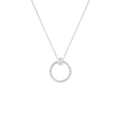 Baguette Diamond Circle Necklace, 14k white gold - Urbaetis Fine Jewelry