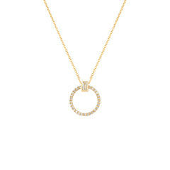 Baguette Diamond Circle Necklace, 14k yellow gold - Urbaetis Fine Jewelry