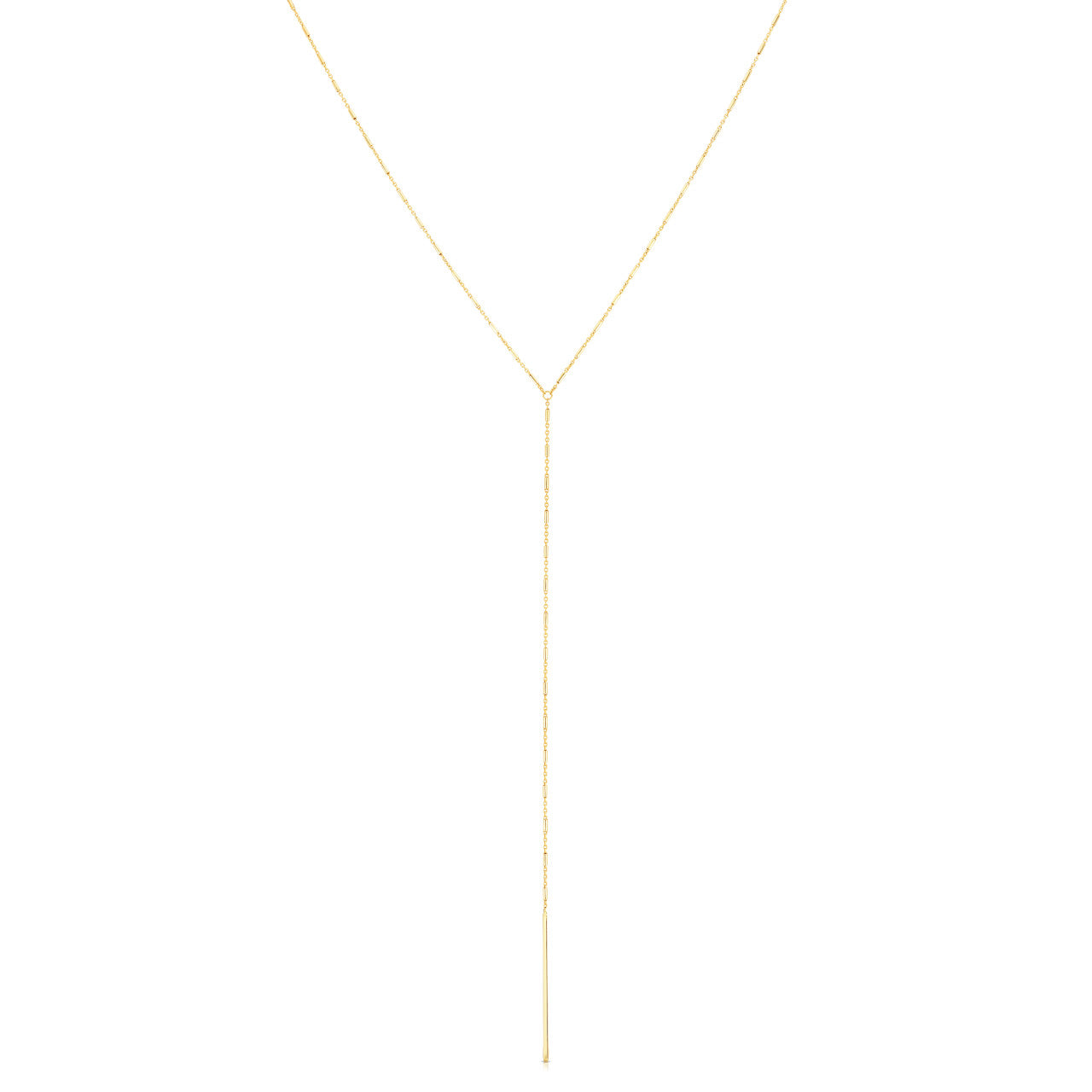 Gold Bar Lariat Necklace, 14k gold - URBAETIS Fine Jewelry