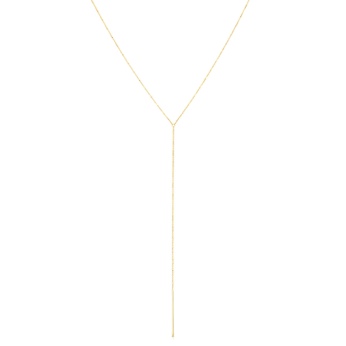 14k yellow gold chain lariat necklace