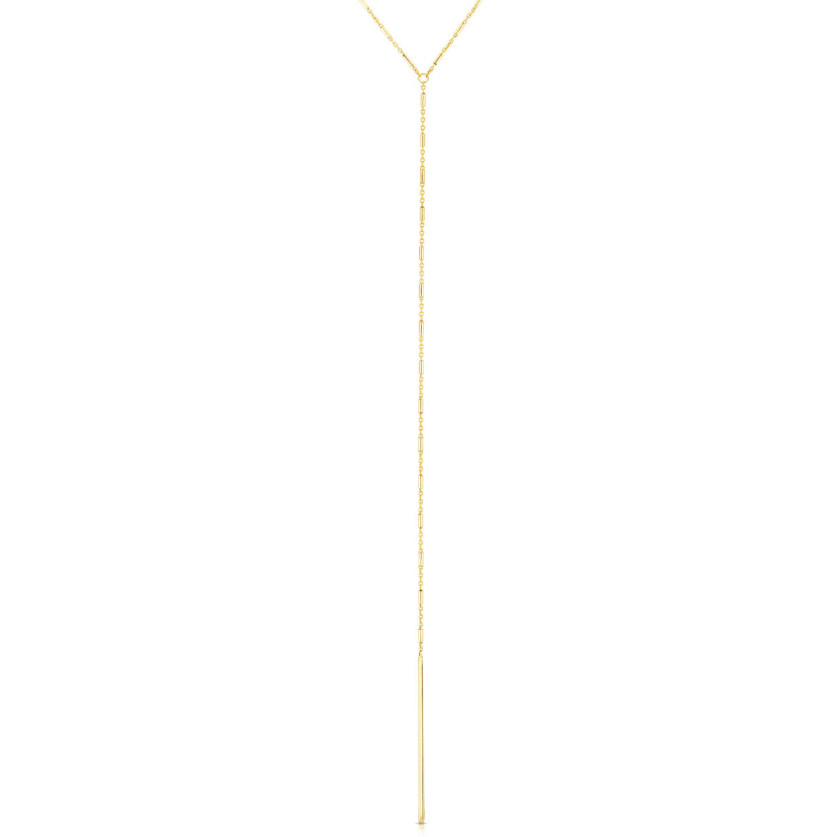 Gold Bar Lariat Necklace, 14k gold - URBAETIS Fine Jewelry