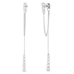 Dainty Diamond and Chain Drop Earrings, 14k white gold, 0.4 carats - Urbaetis Fine Jewelry