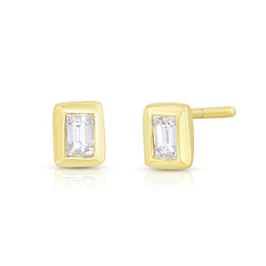Bezel Set Baguette Studs, 14k yellow gold, 0.18 carats - URBAETIS Fine Jewelry