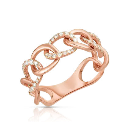 Gold and Diamond Chain Link Ring, 14k rose gold,  0.28 carats, URBAETIS Fine Jewelry